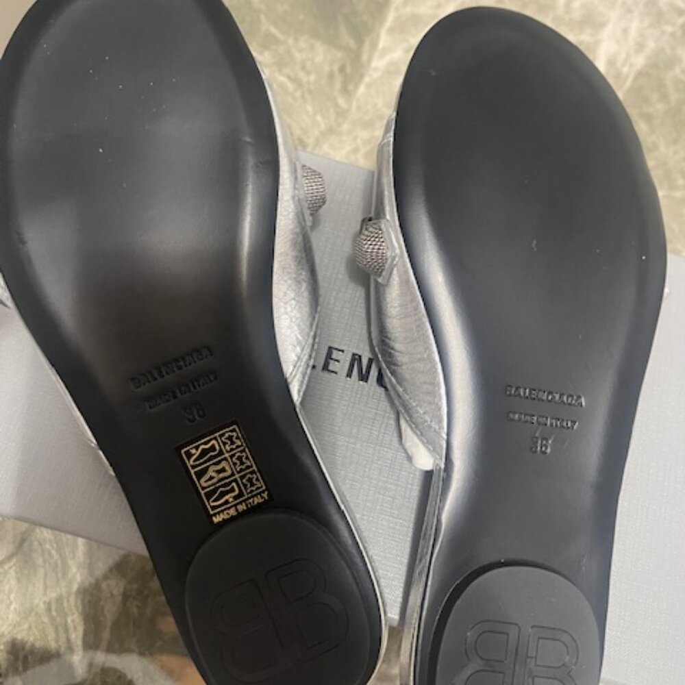 Balenciaga Women's Cagole Buckle Stud Flat Slide Sandals - Picture 3 of 4